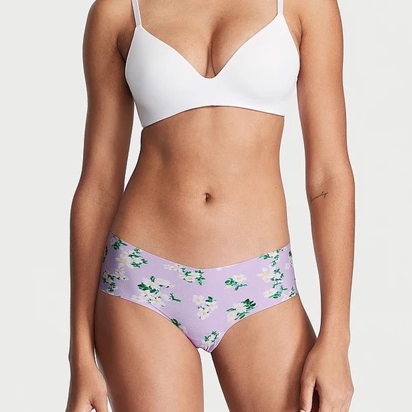 Victoria's Secret No-Show Hiphugger Panty Tinted Lilac Floral Small NEW - Picture 3 of 6